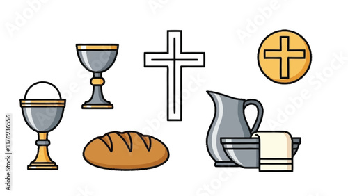 Christian Communion and Cross Symbols in chalice paten