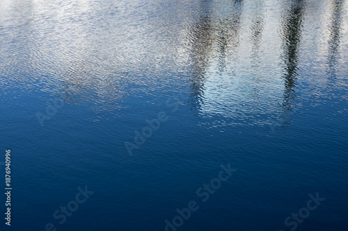 blue water background with reflection 