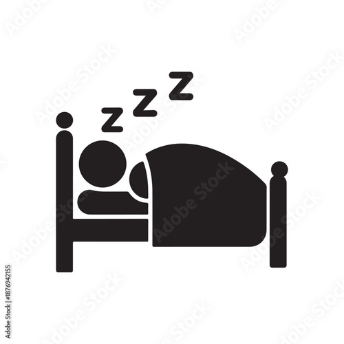 Sleeping Person Icon – Bedtime, Rest, Night Sleep, Relaxation, Wellness, and Healthy Lifestyle Symbol for Graphic Design.