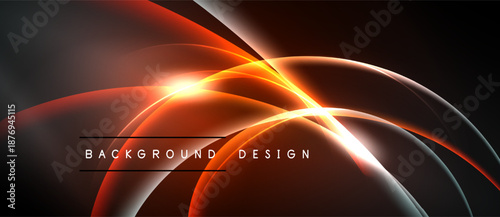 Abstract dynamic lines, vibrant orange glow. Dark background creates modern visual impact. Smooth curves suggest speed, energy.