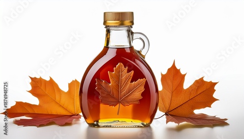 Maple Syrup Bottle Isolated On A White Background