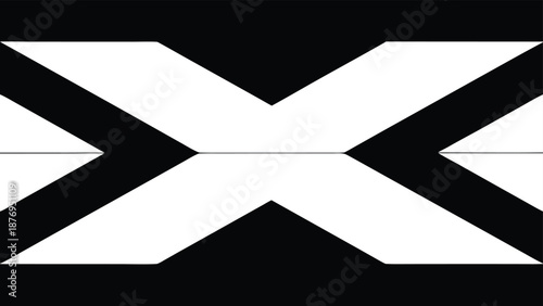 Bold Black and White Geometric ' X' Shape with Horizontal Line abstract pattern