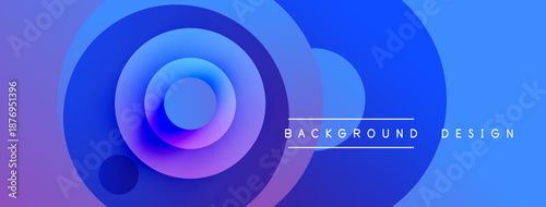 Abstract circles create dynamic gradient background. Purple, blue hues blend smoothly, offering modern visual appeal. Text reads background design.