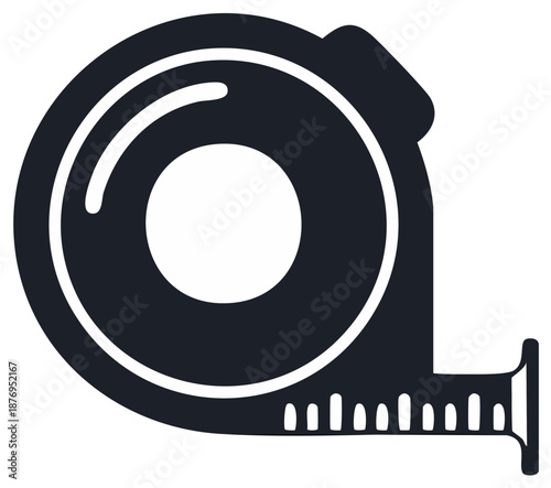 Black silhouette of a tape measure tool with markings