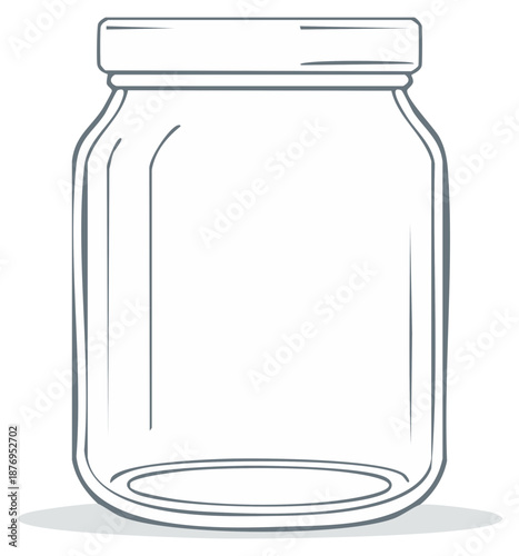 Simple hand drawn sketch of an empty glass mason jar with a closed lid