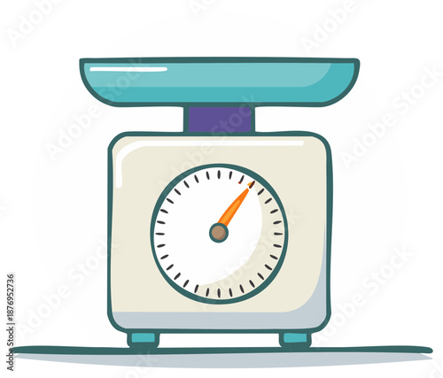 Illustration of a Cartoon Style Kitchen Scale for Weighing Ingredients in a Recipe