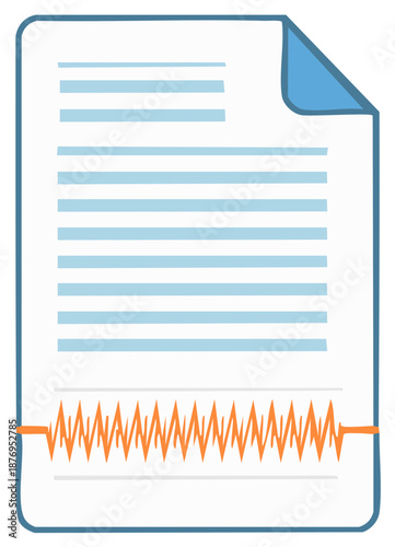 Document with Text and Heartbeat Line Graph Illustration
