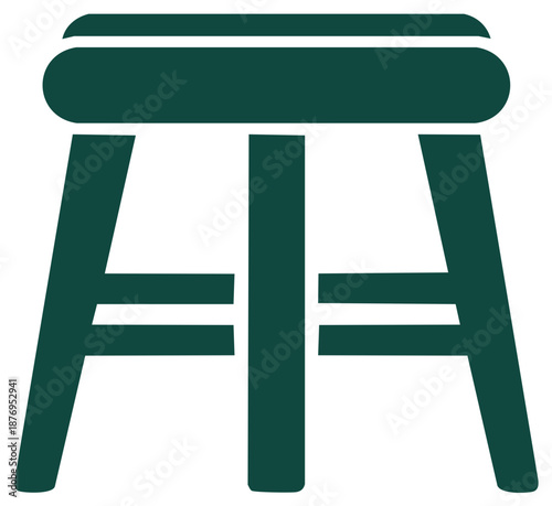 Illustration of a sturdy three-legged stool for sitting in a kitchen or living area furniture object
