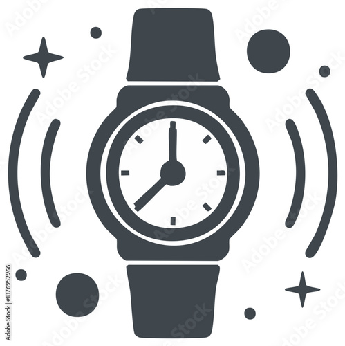 Stylized wrist watch graphic illustration showcasing time accuracy and timeliness