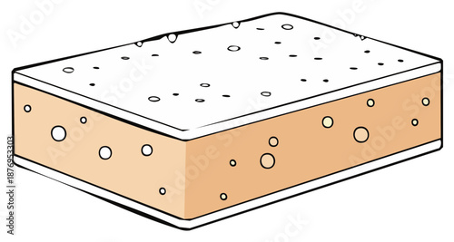 Cartoon illustration of a block of cheese with holes and markings.