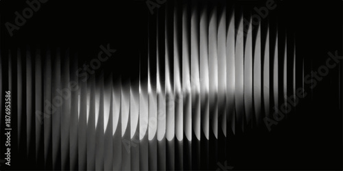 Abstract black and white vector background featuring a dark metallic texture with futuristic silver wave lines and a shiny digital motion pattern for a sleek technology wallpaper design