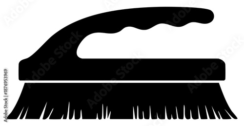 Black silhouette of a cleaning brush with a handle