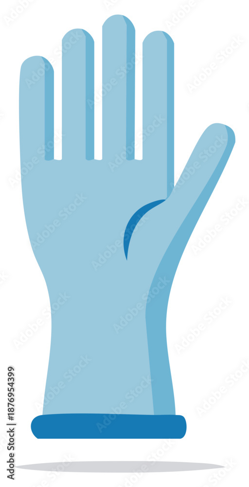 Fototapeta premium Cartoon Blue Medical Glove Isolated, Protective Safety Equipment, Vector Illustration