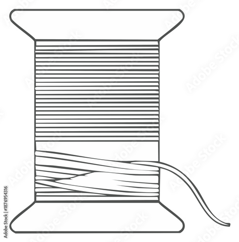 Spool of thread illustration, with pulled thread, for craft design or creative concept