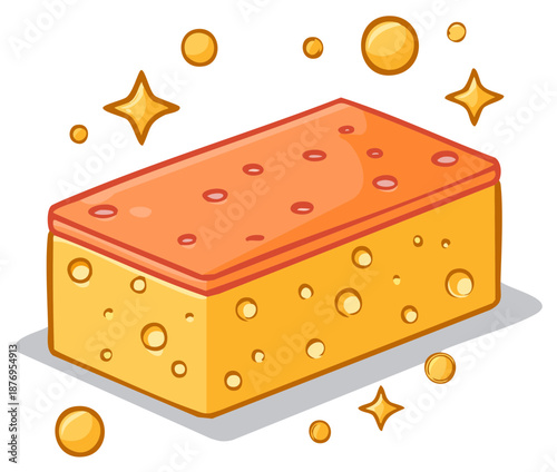 Brightly Colored Kitchen Sponge with Bubbles and Sparkles