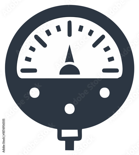 Industrial pressure gauge manometer solid glyph icon for measurement and control