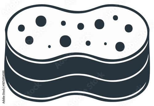 Stylized Cleaning Sponge With Bubbles Abstract Shape Icon