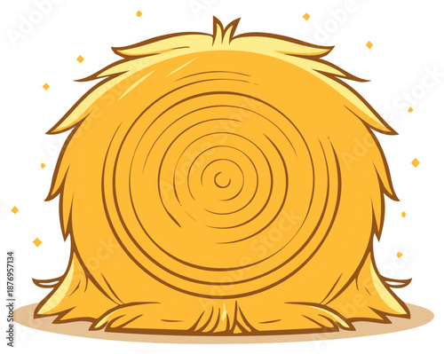 Vector illustration of a golden round haystack for farming and rural concepts