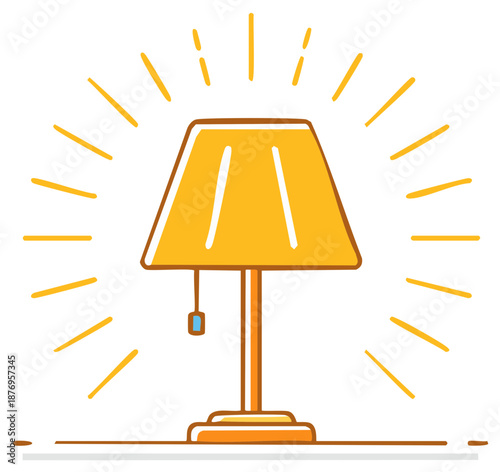 Glowing table lamp vector illustration symbolizing an idea and creative inspiration
