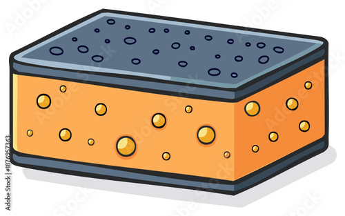 Delicious frozen dessert ice cream sandwich cartoon illustration with orange filling and dark cookie