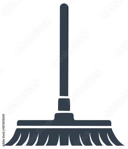 Stylized Broom Icon for Floor Cleaning Services and Supplies