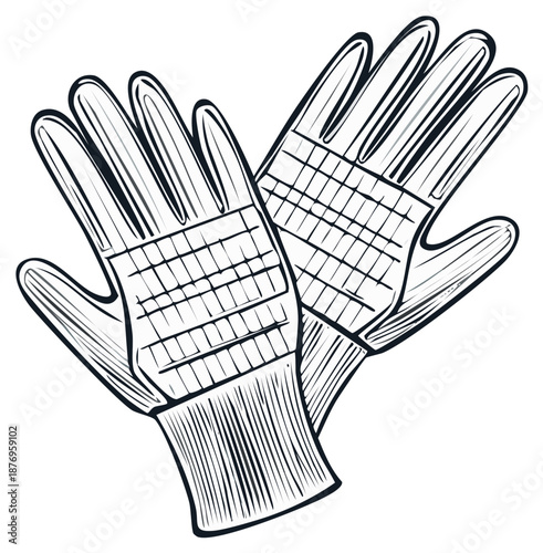 Graphic Illustration of Gardening Gloves or Working Gloves for Gardening Task Safety and Yardwork