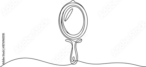 one line art mirror vector illustration. line art, one continuous line, simple, hand drawn and sketch style. one line Art icon drawing vector