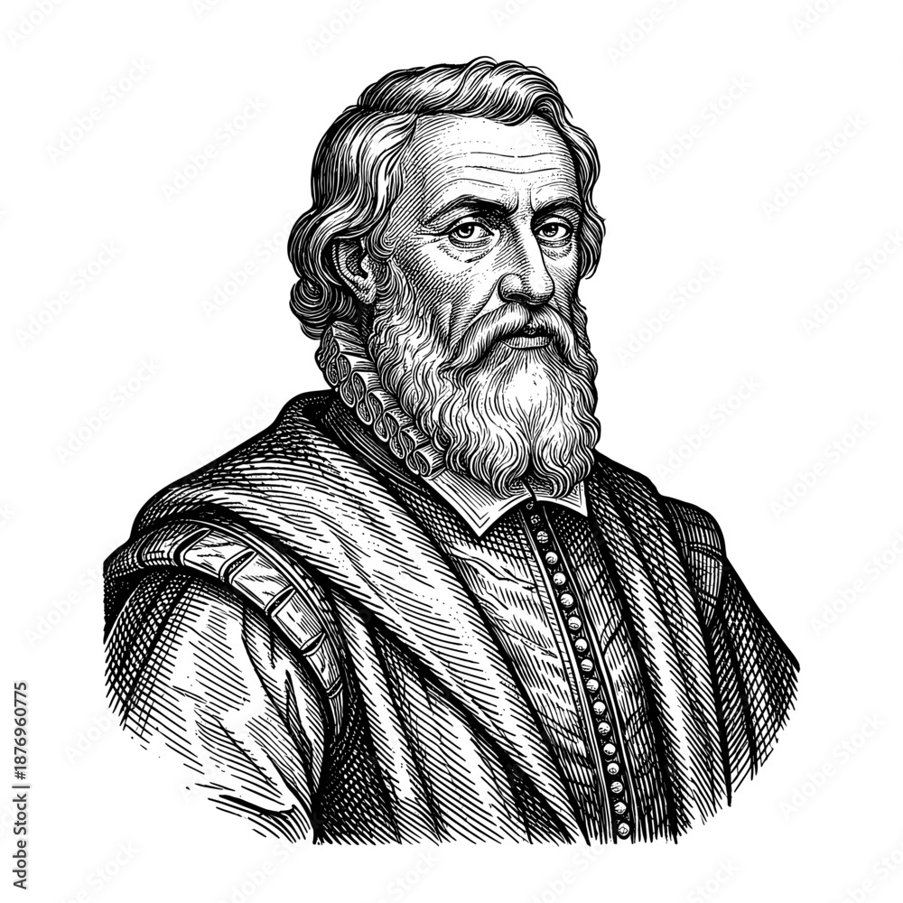 Obraz premium Galileo portrait against white background