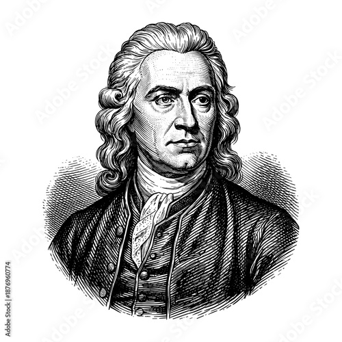 Newton portrait against white background