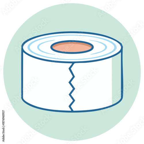 Essential white toilet paper roll graphic with a jagged torn edge for bathroom hygiene