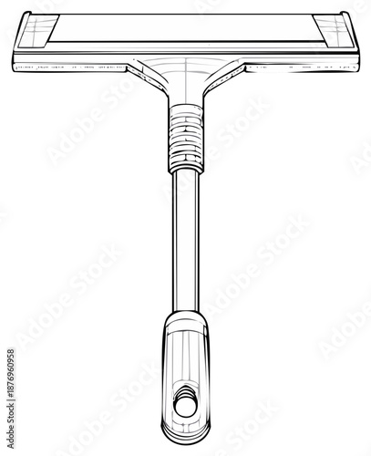 Vector line drawing of a modern squeegee an essential cleaning tool for windows and glass surfaces