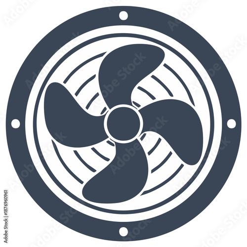 Air ventilation system fan propeller for cooling and exhaust in dark blue design
