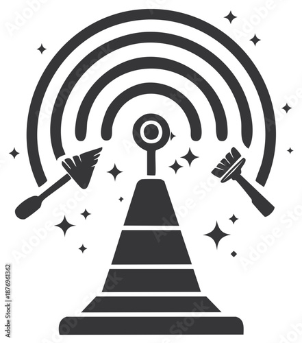 Optimizing wireless internet signal with duster brush and sparkling clean waves from antenna
