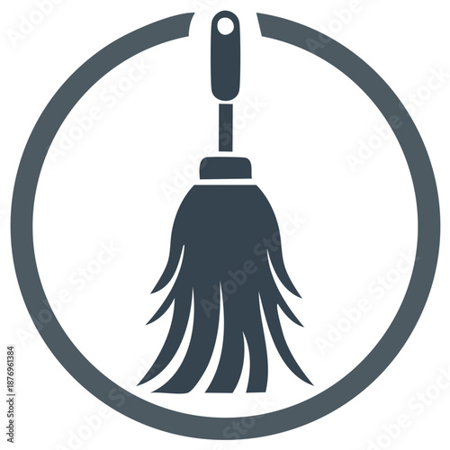 Feather Duster Icon Cleaning Tool Maintenance Symbol in Circle