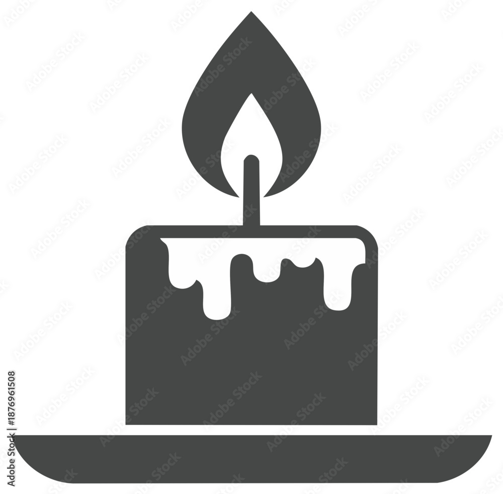 Obraz premium Simple Candlelight Silhouette of Wax Candle with Dripping Wax and Bright Flame