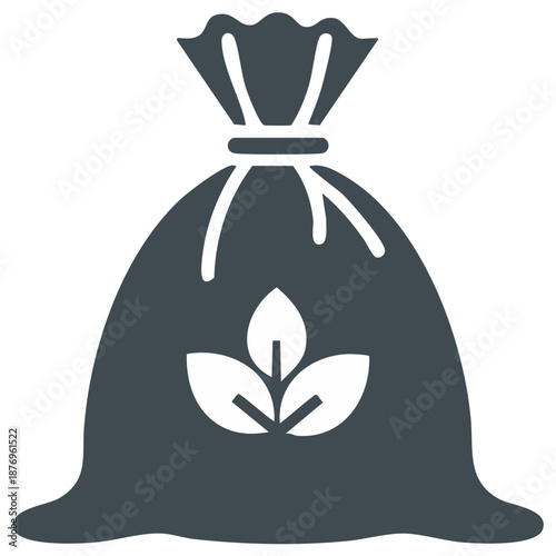 Icon of a tied bag with a leaf symbol representing agriculture or compost