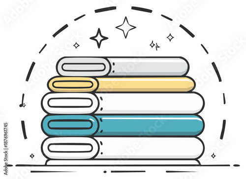 Stack of folded towels with decorative elements