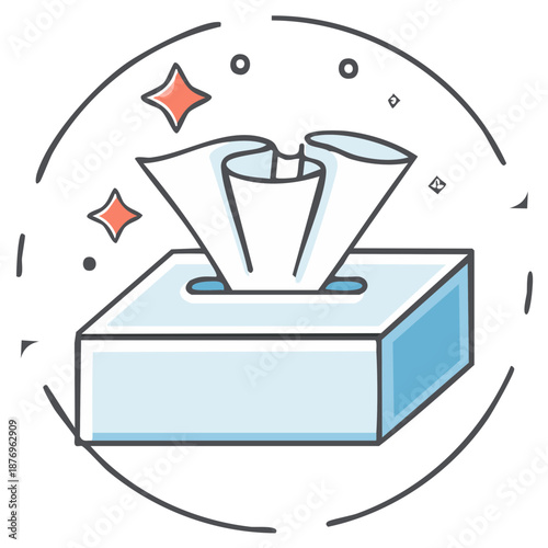 Cartoon style tissue box with wipes clean, hygiene, healthcare concept illustration