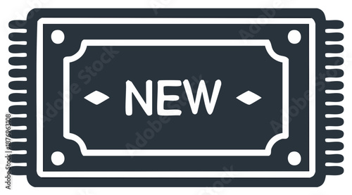 Islamic Prayer Rug with the word NEW in white Arabic calligraphy style