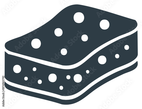 Minimalist Glyph Icon Of A Porous Dishwashing Sponge For Household Cleaning