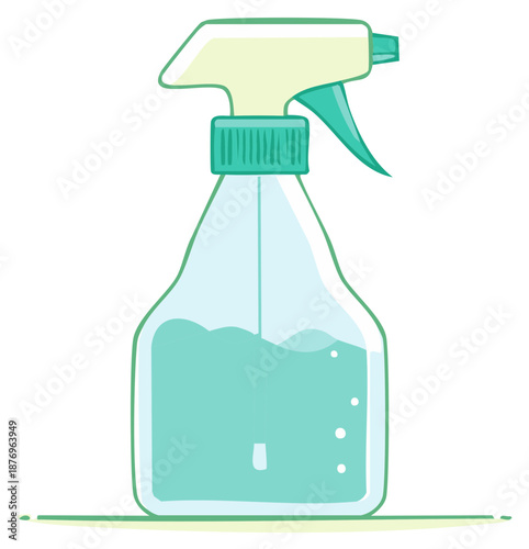 Cartoon Style Spray Bottle With Liquid Cleaning Solution Illustration