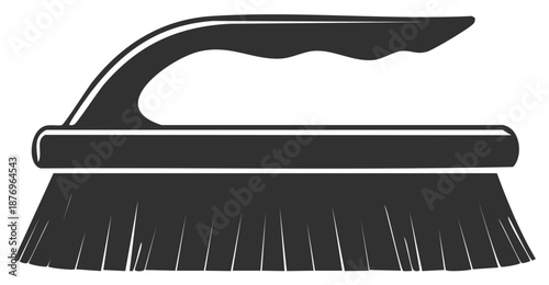 Monochrome vector icon of a scrubbing brush household cleaning tool