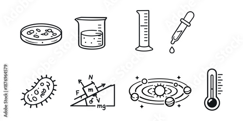 Science and technology line illustrations