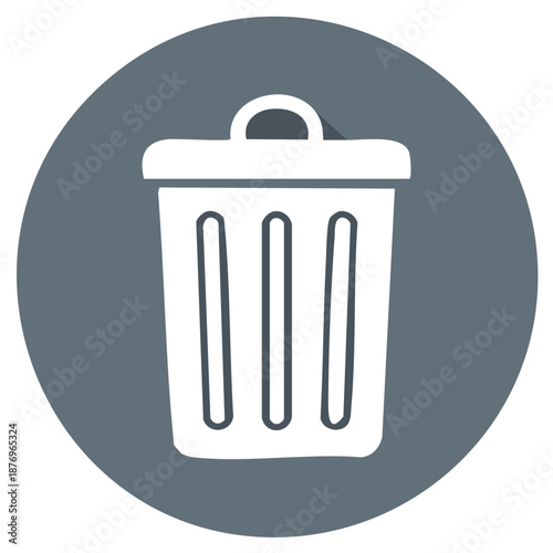 Vector Garbage Can on Gray Background Depicts Deletion or Recycling Waste