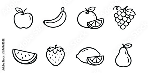 Fruit line icons set