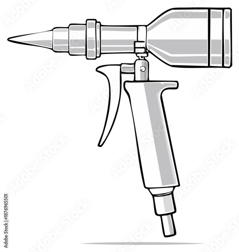 Illustration of an industrial sprayer tool isolated on a white background