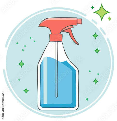 Spray Bottle with Water for Cleaning and Disinfecting Household Tasks Hygiene Icon Illustration