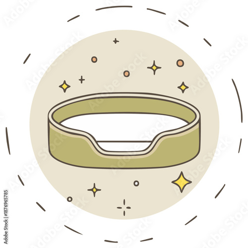 Cute cartoon style illustration of a clean pet bed perfect for dog or cat comfort and rest