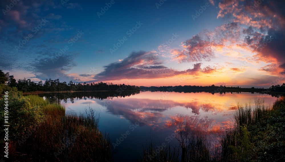 Fototapeta premium Early Sky Reflecting On Still Waters