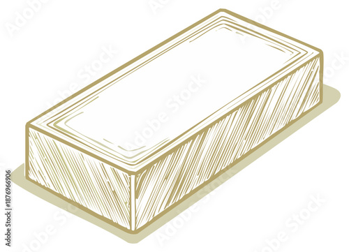 Hand drawn vintage style illustration of a single gold bar or bullion ingot representing wealth and investment.